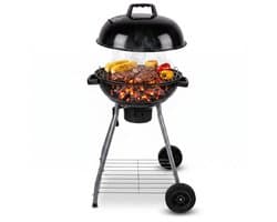 Lomera Kogelbarbecue - Houtskoolbarbecue - BBQ - Barbecue - Kettle Barbecue - Grillrooster - Asopvangbak - Met Deksel - Met Wielen - Ronde Barbecue - Staande Grill - Kogelgrill - Tuinbarbecue - Houtskool Grill