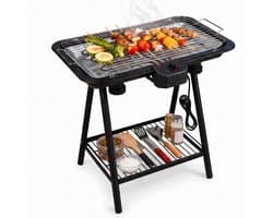 Lomera Elektrische Barbecue - Elektrische BBQ - Barbecue Staand - Tafelbarbecue - Tafel BBQ - Elektrische Grill - Rookloze Barbecue - Binnen Barbecueën - Barbecuegrill - BBQ met Onderstel - Balkon BBQ - Tuin BBQ - Elektrische Grillplaat
