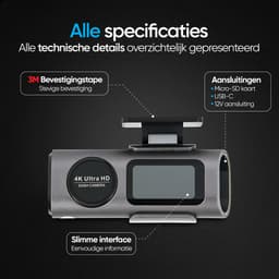 SecurLens Y PRO Dashcam 4K – Voor & Achtercamera – Dashcam Voor Auto – incl. 64GB SD kaart — thumbnail 2