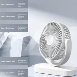 KZQ Usb Tafelventilator Stil Kantelbaar Met 3 Snelheden - Bureauventilator Voor Koeling Thuis En Kantoor - Paars — thumbnail 5