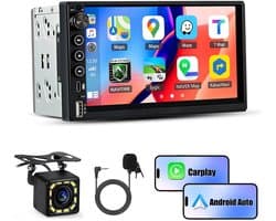 Hexinex - 2 DIN Carplay Autoradio - met 7 inch Display type C USB - achteruitrijcamera & Microfoon
