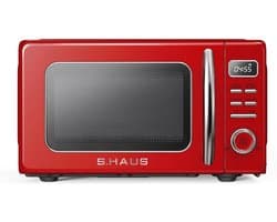 Swiss Haus® MW19 Magnetron Vrijstaand - 20L – 700W Digitale Solo Microgolfoven – Retro Microwave Vintage Design – Auto Cook & Ontdooifunctie – 11 Verwarmingsstanden - Rood
