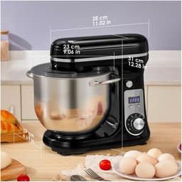 Keukenmixer - Standmixer Keukenapparaat - Bakken en Koken - Stille DC Motor - 6L Kom - Zwart — thumbnail 2