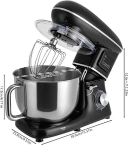 Keukenmachine Deegmachine - Planeetmenger Mixer - Bakken en Koken - 6.2 Liter Kom - 1500W - Zwart — thumbnail 4