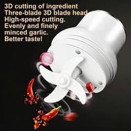 Mini Foodprocessor - Keukenmachine Hakker - Snel Ingrediënten Verwerken - Draadloos Oplaadbaar - 250ml Capaciteit - Wit — thumbnail 2