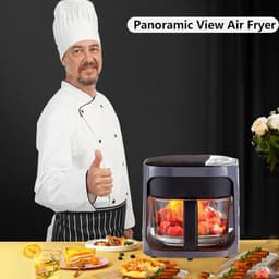 Heteluchtfriteuse - Olievrije Frituurpan - Gezinsmaaltijden Bereiden - Met Glazen Venster - 6 Liter - Zwart — thumbnail 2