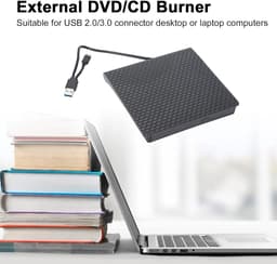 Externe DVD Brander - CD/DVD Station - Bestanden Archiveren - USB 3.0 Connectie - Draagbaar - Zwart — thumbnail 3