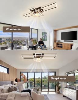Glitzerlife - Plafond ventilator met verlichting - Dimbaar Led Licht - 6 Snelheden - Omkeerbare Zomer En Winterstand - Stille plafondventilator - Afstandsbediening Timer - Ø94 Cm - Zwart — thumbnail 3