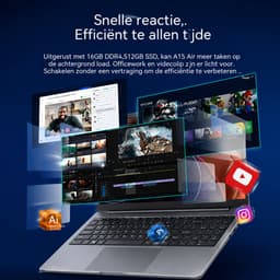Ninkear A15 Air Laptop 15,6 Inch – AMD Ryzen 5 3500U – 16GB RAM – 512GB SATA SSD – Vega 8 – Windows 11 – Licht & SnelWerk Studie Dagelijks Gebruik – 15,6 Inch – Snelle Prestaties – Zilver — thumbnail 5