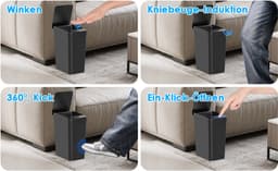 Prullenbak met Sensor - Automatische Deksel - 12 Liter - 3 Bedieningsmodi - Stil en Waterbestendig - Set van 2 — thumbnail 2