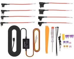 - Dashcam-hardwire-kit - Mini USB-hardwire-kit - Laagspanningsbeveiliging - 11 ft oplaadkabel - 12V-28V naar 5V - Geschikt voor Dashcam