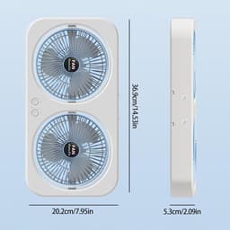 Dubbele Hoofd Ventilator - Draagbare Circulator - Persoonlijke Koeling - Hangend of Tafel Gebruik - 30.9W x 20.2H cm - Blauw — thumbnail 4