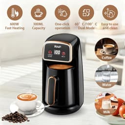 Automatische Koffiezetter - Elektrische Mokkapot - Authentiek Koffie Maken - Dubbel Verwarmingssysteem - 300 ml Capaciteit - Zwart — thumbnail 3