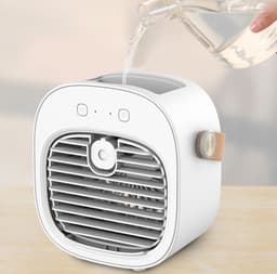 Aircooler - Luchtkoeler aircooler - Luchtkoelers met water - Tafelventilator - Bureau ventilator - Bureau ventilator usb - Oplaadbaar 4000 mAh - Kunststof - Wit — thumbnail 5