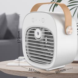 Aircooler - Luchtkoeler aircooler - Luchtkoelers met water - Tafelventilator - Bureau ventilator - Bureau ventilator usb - Oplaadbaar 4000 mAh - Kunststof - Wit — thumbnail 3