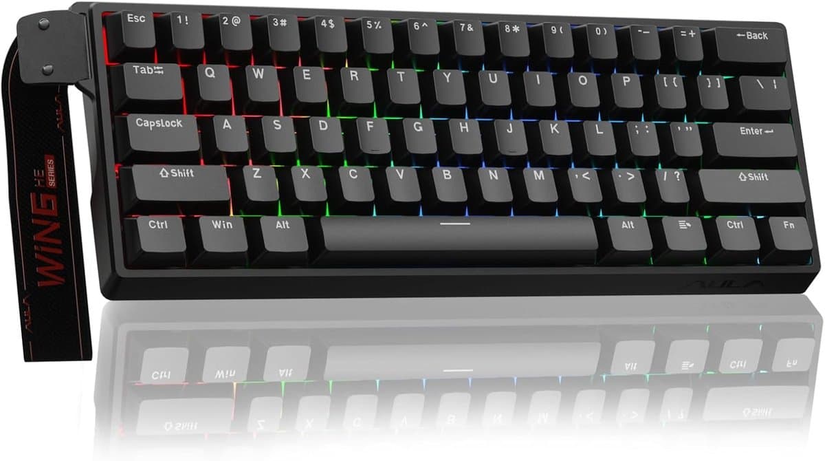 AULA WIN60 HE - 60% Bedraad RGB Gaming Toetsenbord - Hall Effect Rapid Trigger - Magnetische Toetsen - Gasket - Hot Swap - 8K Hz Polling Rate - QWERTY Toetsenborden - Zij Bedrukte toetsen - 61 Keys - Nacht Zwart — afbeelding 1