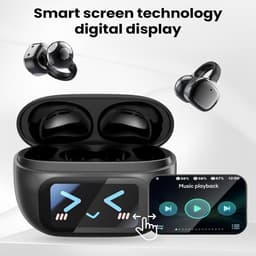 Open-Ear koptelefoon, 5.4-hoofdtelefoon, open-ear clip-on sportoortjes, taalvertaling, 50 uur speeltijd met ENC, touchscreen Open Ear Oordopjes (Zwart) — thumbnail 4
