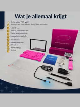 Aurixi® Kindertablet Deplay - Kinder Tablet Deplay - Kindertablet Deplay Pro - Roze - 23cm x 13cm x 1cm — thumbnail 3