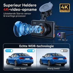 Fokelyi-Dashcam 4K -Dashcam Voor Auto- Wifi & GPS - Nachtzicht - Dual Dashcam - G-Sensor- Ultra 4K- incl. 64GB SD kaart — thumbnail 5