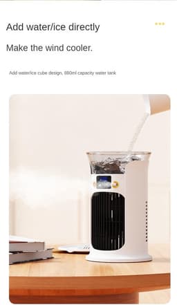 VHV- Compacte Nevelventilator met USB - Krachtige Luchtkoeler met Luchtbevochtiger - Stille Draagbare Tafelventilator voor Thuis, Kantoor, Slaapkamer en Bureau — thumbnail 3