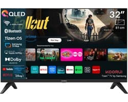 Koorui Smart TV - Tizen TV by Samsung - QLED Full HD - 32 inch/81 cm - Streaming apps - AirPlay - Hotelmodus - HDMI x3, USB x2, CI+ - Tripple Tuner DVB-T/T2/S/S2/C - Frameless Design - Geassembleerd in Eindhoven - K32Q1FFQ-T8