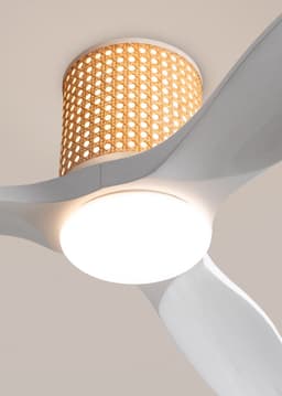 CREATE - Plafondventilator stil 40W (Ø132cm) - Met licht LED - Afstandsbediening - 6 snelheden - Programmeerbaar - WIND CALM CUSTOM RATTAN — thumbnail 5