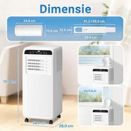 Draagbare Airco - Mobiele Airco Unit - Ruimte Koelen - 3-in-1 Functie - 9000 BTU - Wit — thumbnail 4