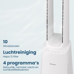 Auronic Torenventilator - Bladeless Model 2 in 1 - Luchtreiniger met HEPA-filter - Ventilator - 10 Standen - Afstandsbediening - 105 cm - Wit — thumbnail 3