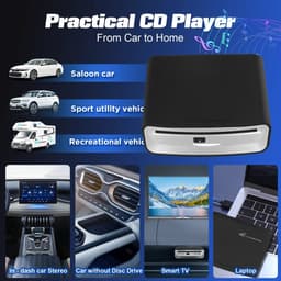Flolife - Externe Universele CD-Speler voor Auto - Draagbare USB CD-Speler met Extra USB-Verlengkabel - Geschikt voor Auto, Laptop, TV en Mac — thumbnail 2
