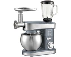 Keukenmachine - Keukenapparaat Mixer - Eten Bereiden - 3-in-1 Functionaliteit - 75 Liter Kom - Grijs