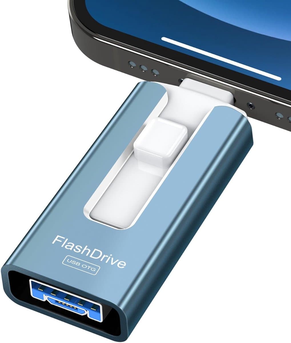 USB Flash Drive - Geheugenstick Externe Opslag - Foto's Opslaan - Snelle Overdrachtssnelheid - 256GB - Blauw — afbeelding 1