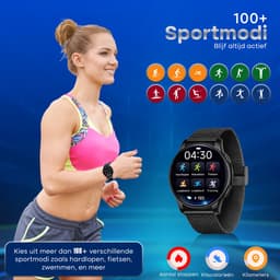 Evy24 Smartwatch Pro 42mm - Smartwatch Dames - Horloge met AMOLED Display - Bloeddrukmeter - Hartslagmeter - Saturatiemeter - Stappenteller - Sporthorloge Dames - Android en iOS - Zwart — thumbnail 3