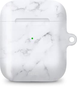 xoxo Wildhearts hoesje geschikt voor Airpods 1/2 - Marble White Lies - Ook als telefoonhoesje verkrijgbaar - schokbestendige case geschikt voor Airpod 1 en 2 - koptelefoon case - Beschermhoes met marmerprint - marmer look - wit — thumbnail 1