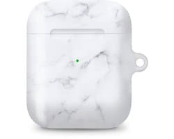 xoxo Wildhearts hoesje geschikt voor Airpods 1/2 - Marble White Lies - Ook als telefoonhoesje verkrijgbaar - schokbestendige case geschikt voor Airpod 1 en 2 - koptelefoon case - Beschermhoes met marmerprint - marmer look - wit