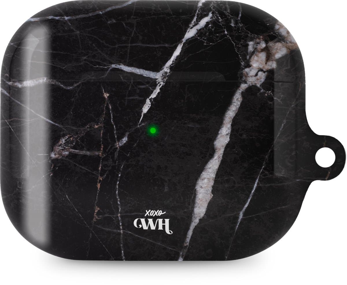 xoxo Wildhearts hoesje geschikt voor Airpods Pro 1 / Pro 2 - Marble Black Mood - Ook als telefoonhoesje verkrijgbaar - schokbestendige case geschikt voor Airpod Pro (2) - koptelefoon case - Beschermhoes met marmerprint - marmer look - zwart — afbeelding 1