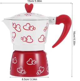 Dailygoody - Koffie Moka Pot - Aluminium Koffiezetapparaat - Handgemaakt voor Thuis en Kantoor - Rood - Italiaanse Stijl - Duurzaam en Veilig - G — thumbnail 5