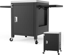 Outdoor Keuken Trolley met 2 Vouwbare Zijkanten, Draagbare Grillwagen voor Pizza Ovens en BBQ's, Ideaal voor Buiten koken en Tuinfeesten — thumbnail 1