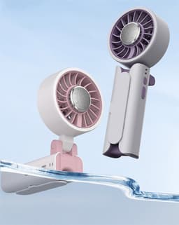 Handventilator - waardoor reizen gemakkelijker wordt- 3-in-1 Ontwerp: Handheld, Tafel, Ontwerp dat aan een paraplu kan worden bevestigd - Voor Reizen en Outdoor -voor Kantoor, Reizen en Festival - Ideaal voor Kinderen en Volwassenen — thumbnail 4