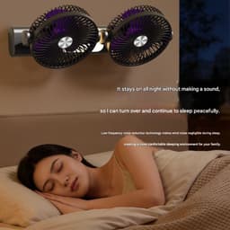 Ventilatoren-Duo Tafelventilator met LED Verlichting - Dubbele Kop Luchtcirculator - Automatische Oscillatie - Wandventilator en Bureauventilator 2-in-1 - USB Oplaadbaar - Ultra Stil voor Slaapkamer en Kantoor — thumbnail 3