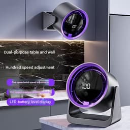 Ventilatoren-Draagbare Tafelventilator en Wandventilator 2-in-1 - Krachtige Accu - Smart LED Display - USB-C Oplaadbaar - 140° Kantelbaar - Ultra Stil voor Slaapkamer en Kantoor — thumbnail 2
