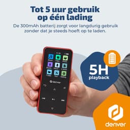 Denver MP3/MP4 Speler - Bluetooth - Shuffle/Repeat - SD kaart tot 128GB - Incl. oordopjes - Dictafoon - MP1830R - Rood — thumbnail 4