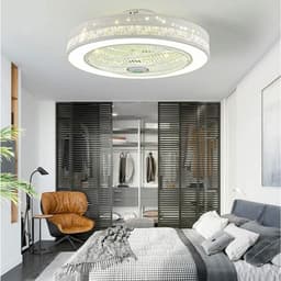 Plafondventilator met Licht - Ventilatorlamp Kroonluchter - Verfrissende Lucht - Onzichtbaar Bladontwerp - 55 cm - Wit — thumbnail 2