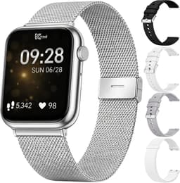 Kiraal Montala Smartwatch - Inclusief 5 Bandjes - Hartslagmeter - Stappenteller - Slaapmonitor - Multisport - Compatibel met Android en iOS - Zilver — thumbnail 1