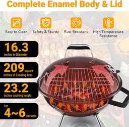 Houtskool BBQ Kogelmodel Met Ventilatieopeningen Barbecue Met Deksel Efficiënt Grillen Voor Meerdere Personen — thumbnail 2