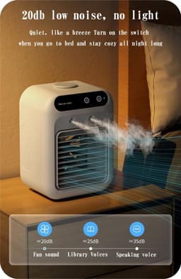 KZQ Mini-Koelventilator 4-in-1 – 500 ml, 3 snelheden, 2 nevelmodi, oplaadbaar, voor thuis, kantoor of camping — thumbnail 5