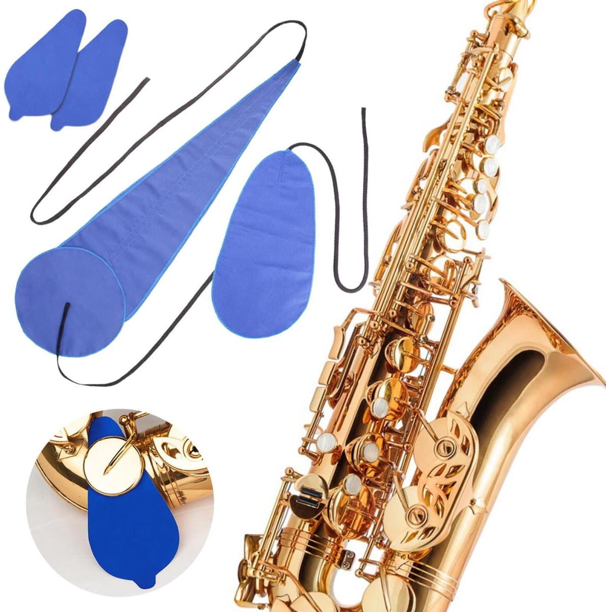 4-delige saxofoonreinigingsdoekenset - Saxofoon Doortrekwisser - Wisser - Onderhoud Doek - Sax Buis Doekjes - Reinigingsdoek voor saxofoon - Poetsdoek - Geschikt voor alt-, tenor-, sopraansaxofoon en andere blaasinstrumenten en houtblaasinstrumenten — afbeelding 1