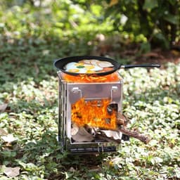 Camping houtkachel opvouwbaar RVS kookkachel draagbaar met grill en opbergtas lichtgewicht 1 kg — thumbnail 2