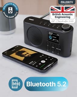 Majority Orwell - Draagbare Radio - DAB/DAB+/FM - Bluetooth - Wekker - EQ-modi - LED-display - Zwart — thumbnail 3
