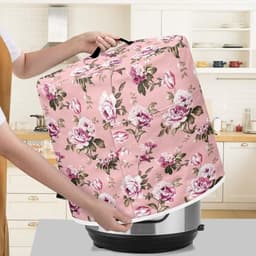 Apparaat Cover - Keuken machinehoes - Apparaten Beschermen - Met Voorvak - Universeel Formaat - Bloemenprint Roze — thumbnail 3