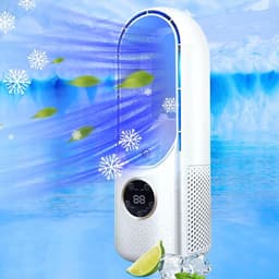 Mini airco – Blauw – airco met water - Mini Airco 4 in 1 – Koelen, Blazen, Lucht Bevochtigen - 6 Snelheden & Timer - USB Multifunctionele Bediening met LED-Display - Draagbaar voor Slaapkamer, Keuken, Kantoor - Wit - 1 Stuk — thumbnail 4